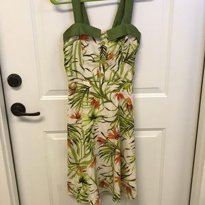 Yellow Star Tropical Fit and Flare Dress S